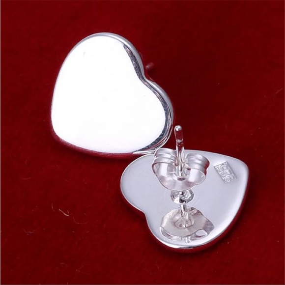 Sterling Silver Heart Earrings - Picture 2 of 2